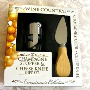 COPY - Wine country champagne stopper and cheese knife gift set